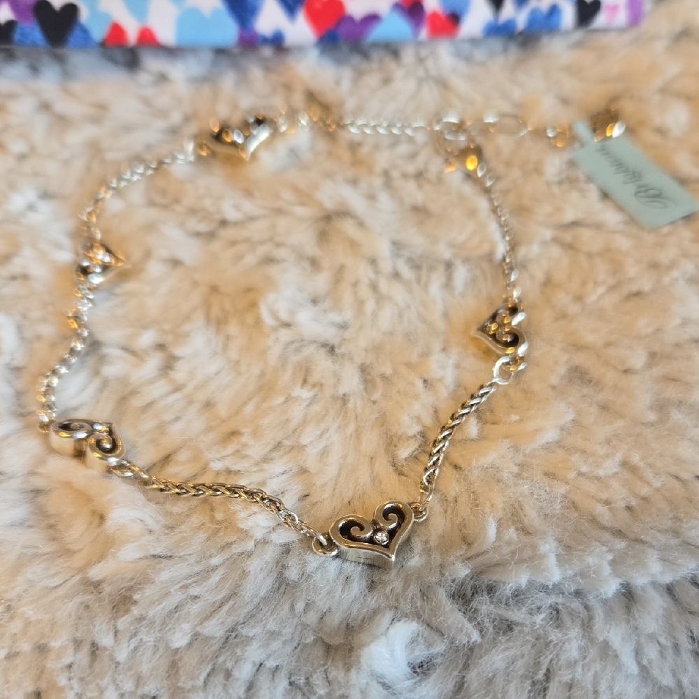 Brighton Silver Heart Link anklet bracelet